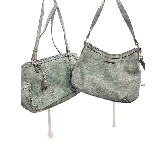 Two Relic Crocodile Embossed Handbags - Blue Gray Faux Leather With Brown Interi - Picture 9 of 9